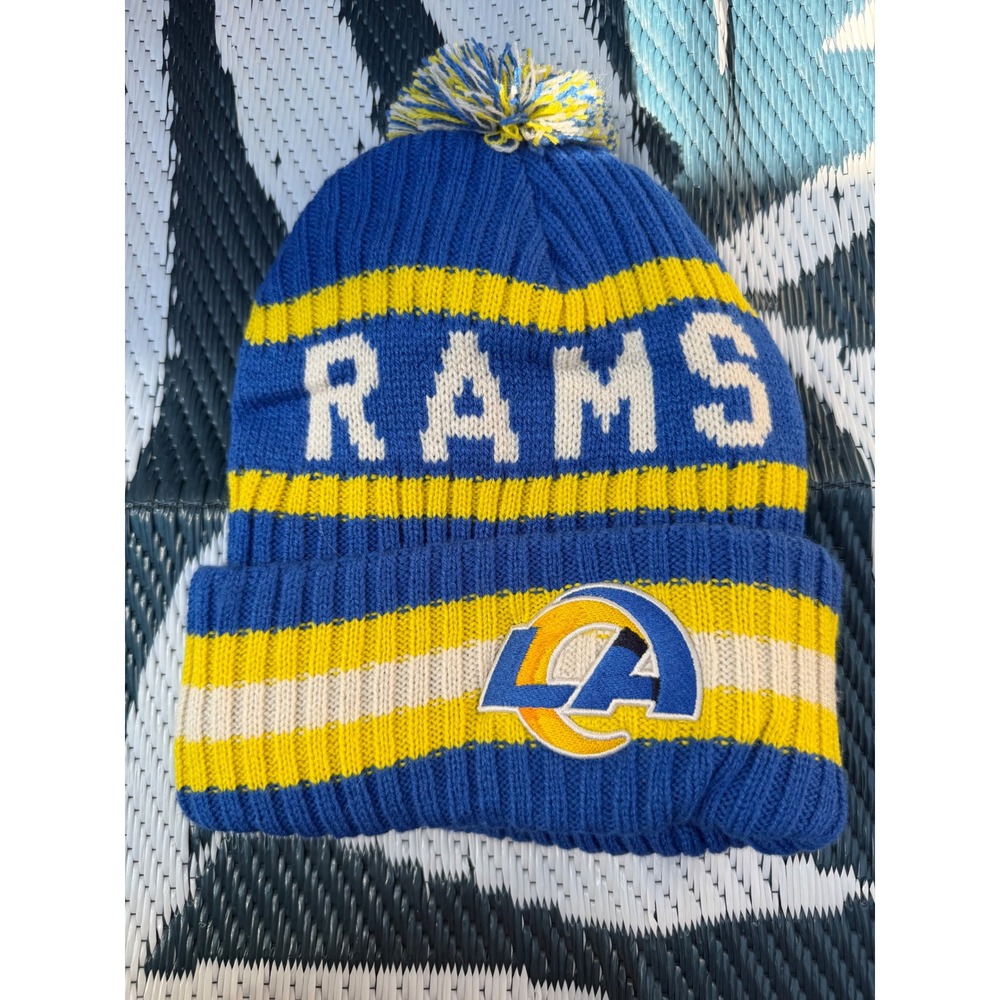 47 Brand Los Angeles Rams NFL Montego Knit Pom Beanie Hat Blue Yellow New OSF